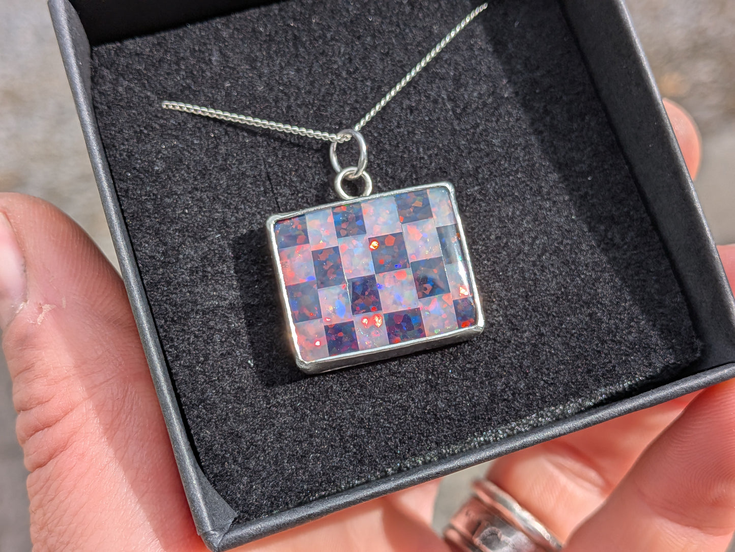 Purple Checkerboard Pendant