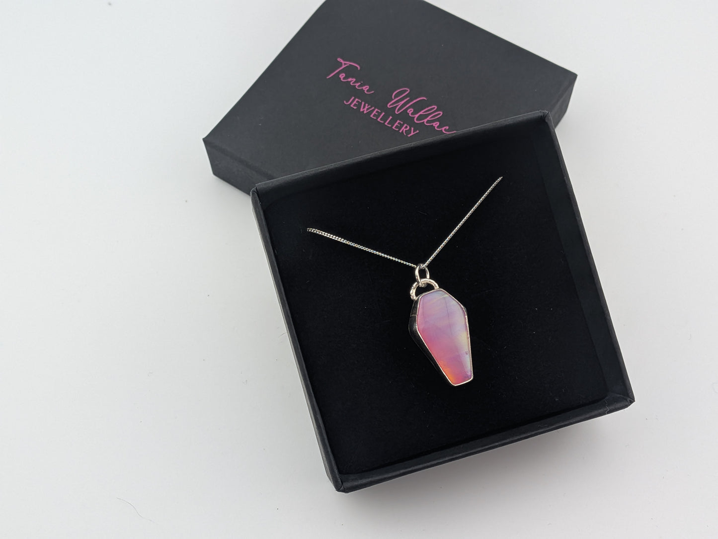 Pink Aurora Opal Coffin Pendant
