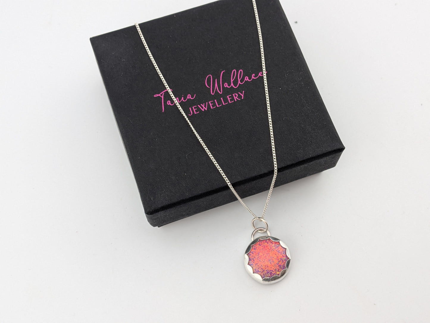 Pink Rainbow Glitter Opal Pendant