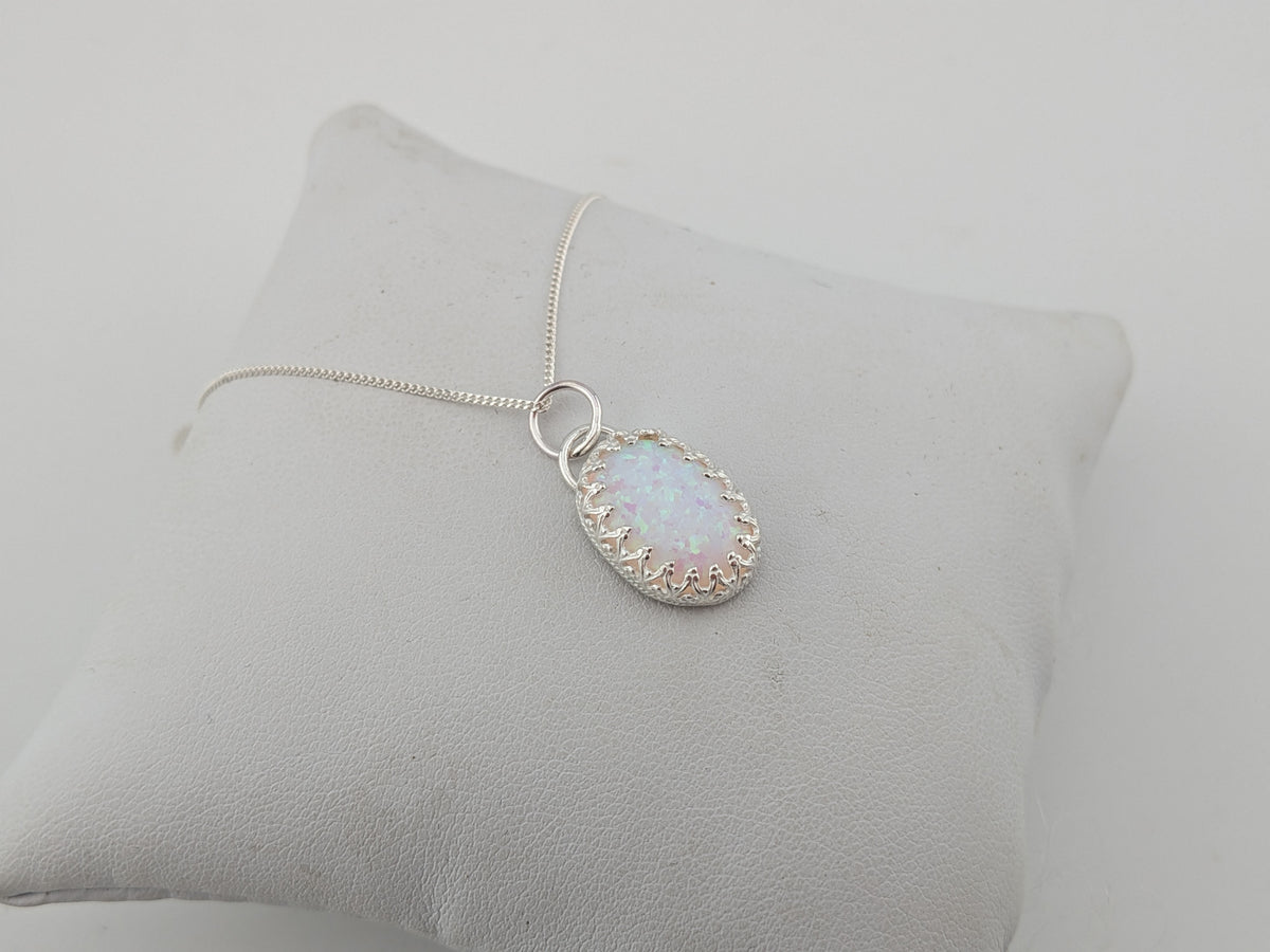 Oval Lab Created Opal Pendant