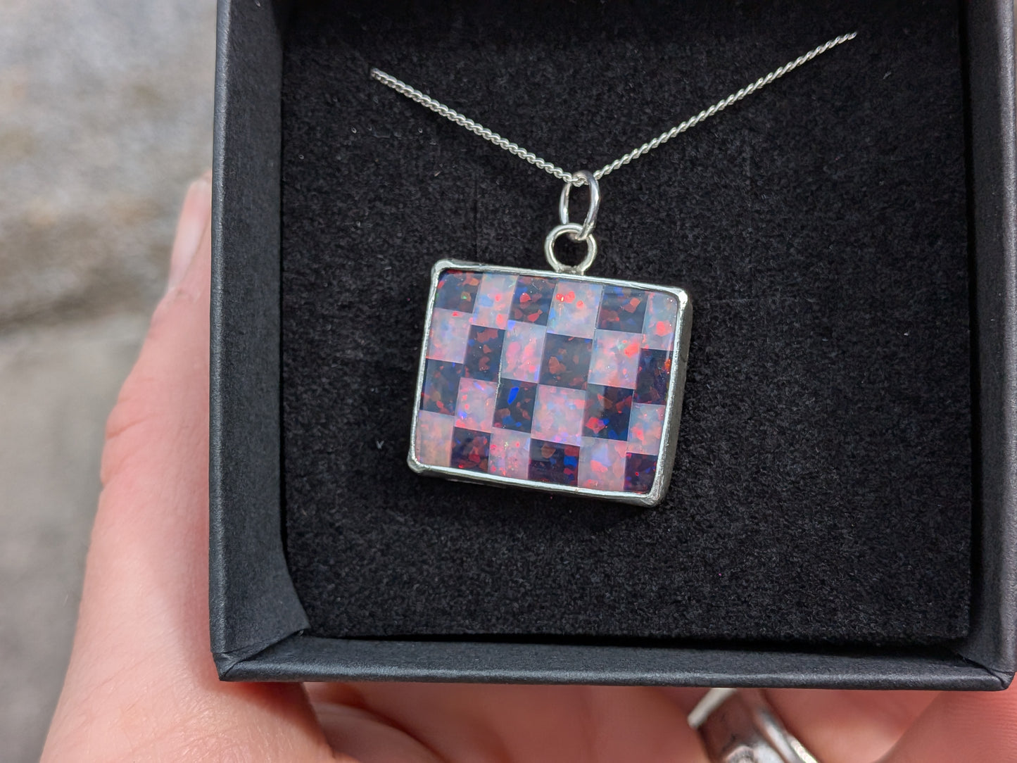 Purple Checkerboard Pendant