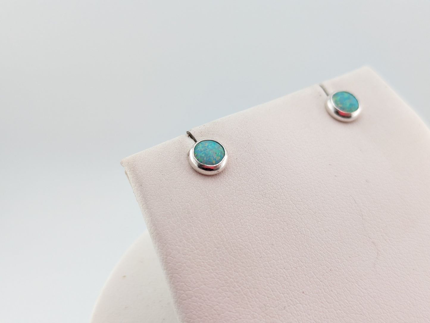 Bright Pink Lab Opal Sterling Silver Studs