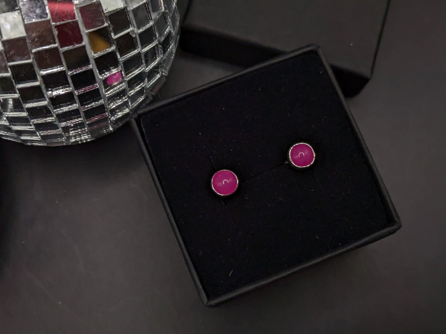 Hot Pink Jade Studs