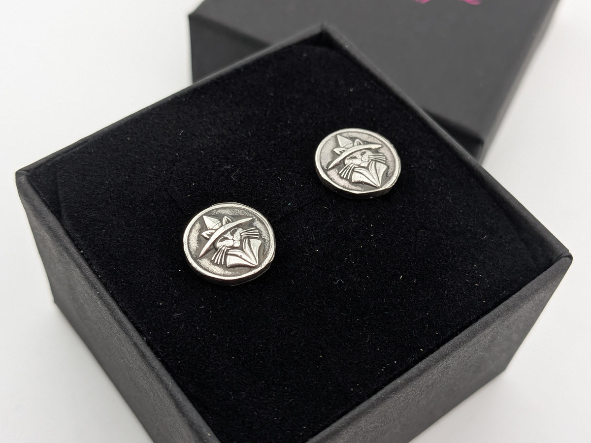 3D Witches Cat Studs
