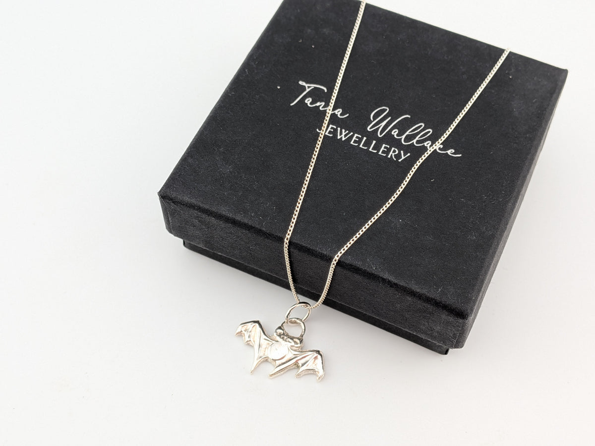 Sterling Silver Hand Pressed Bat Pendant
