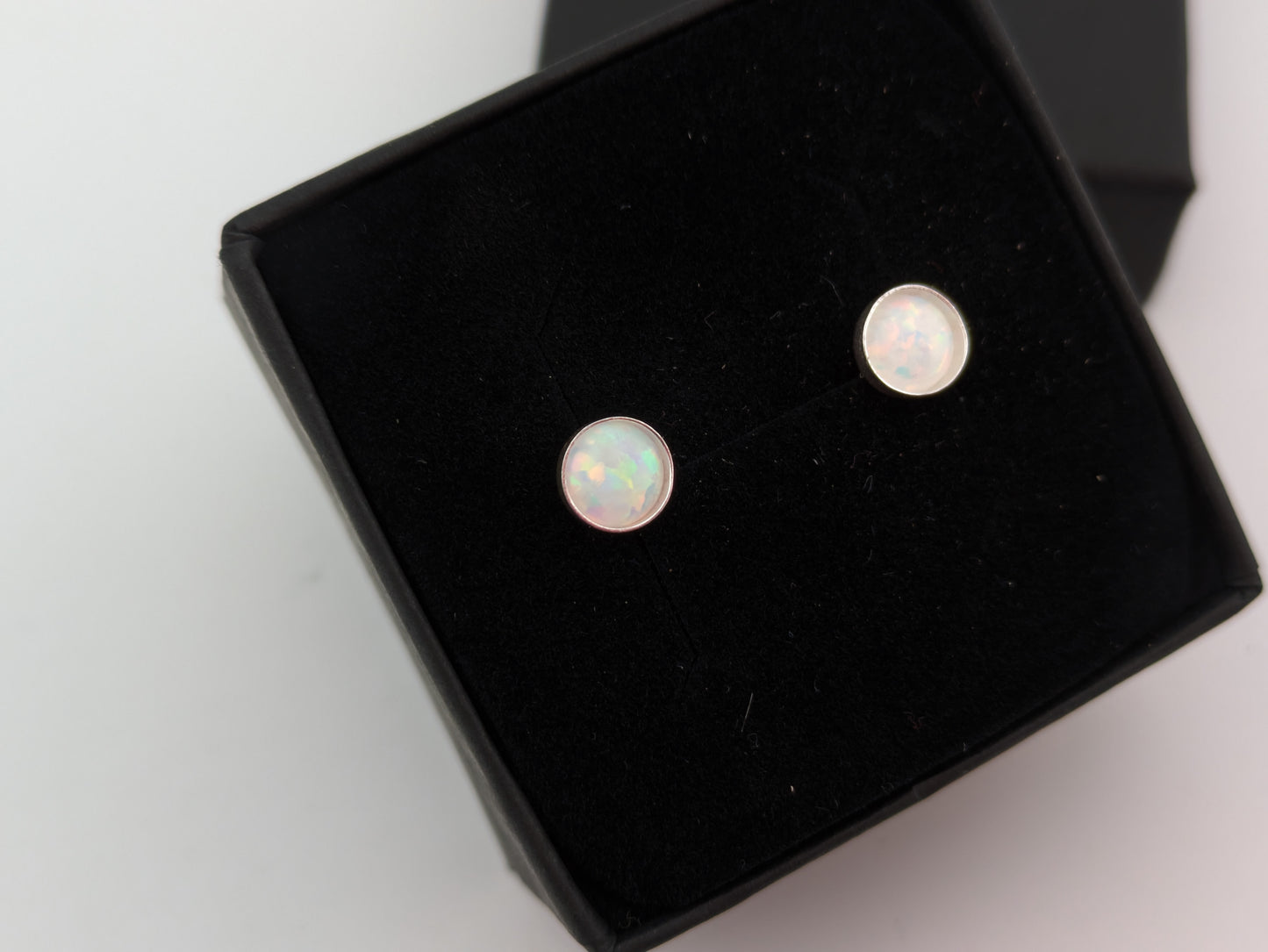 Red & Green Lab Opal Sterling Silver Studs