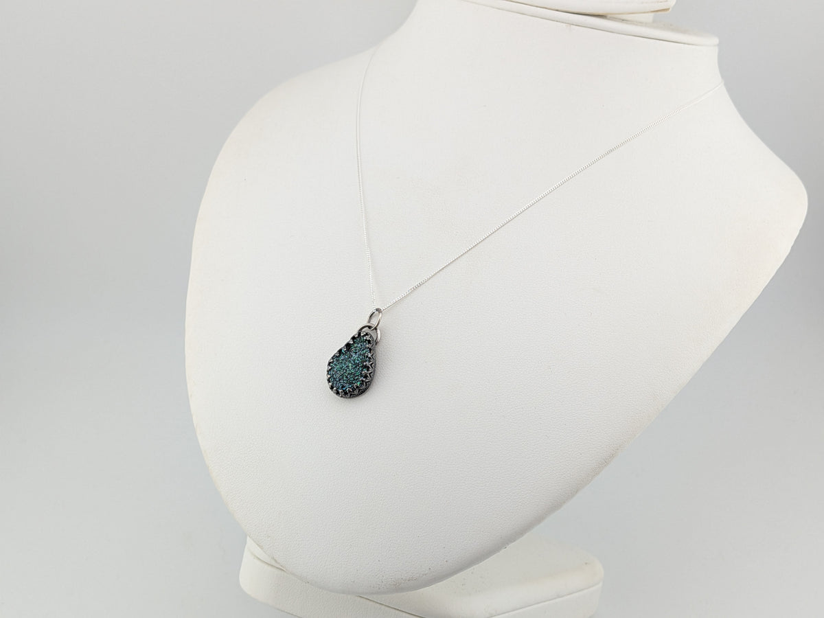 Blue/Black Druzy Quartz Pendant