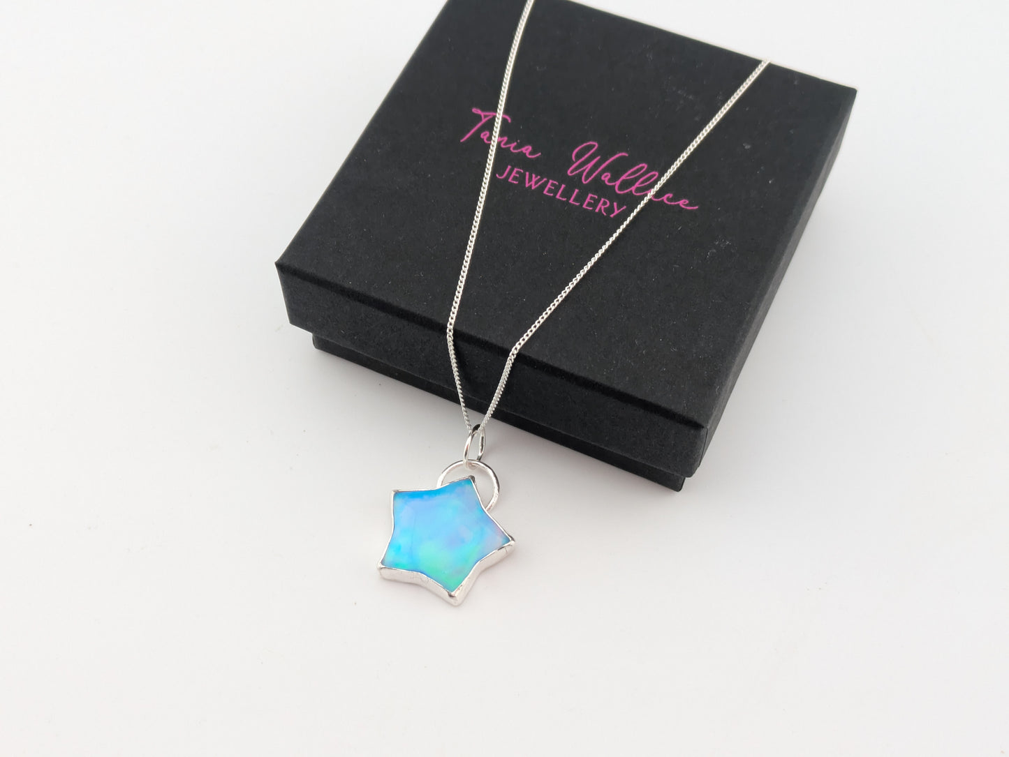 Blue/Green Aurora Opal Star Pendant