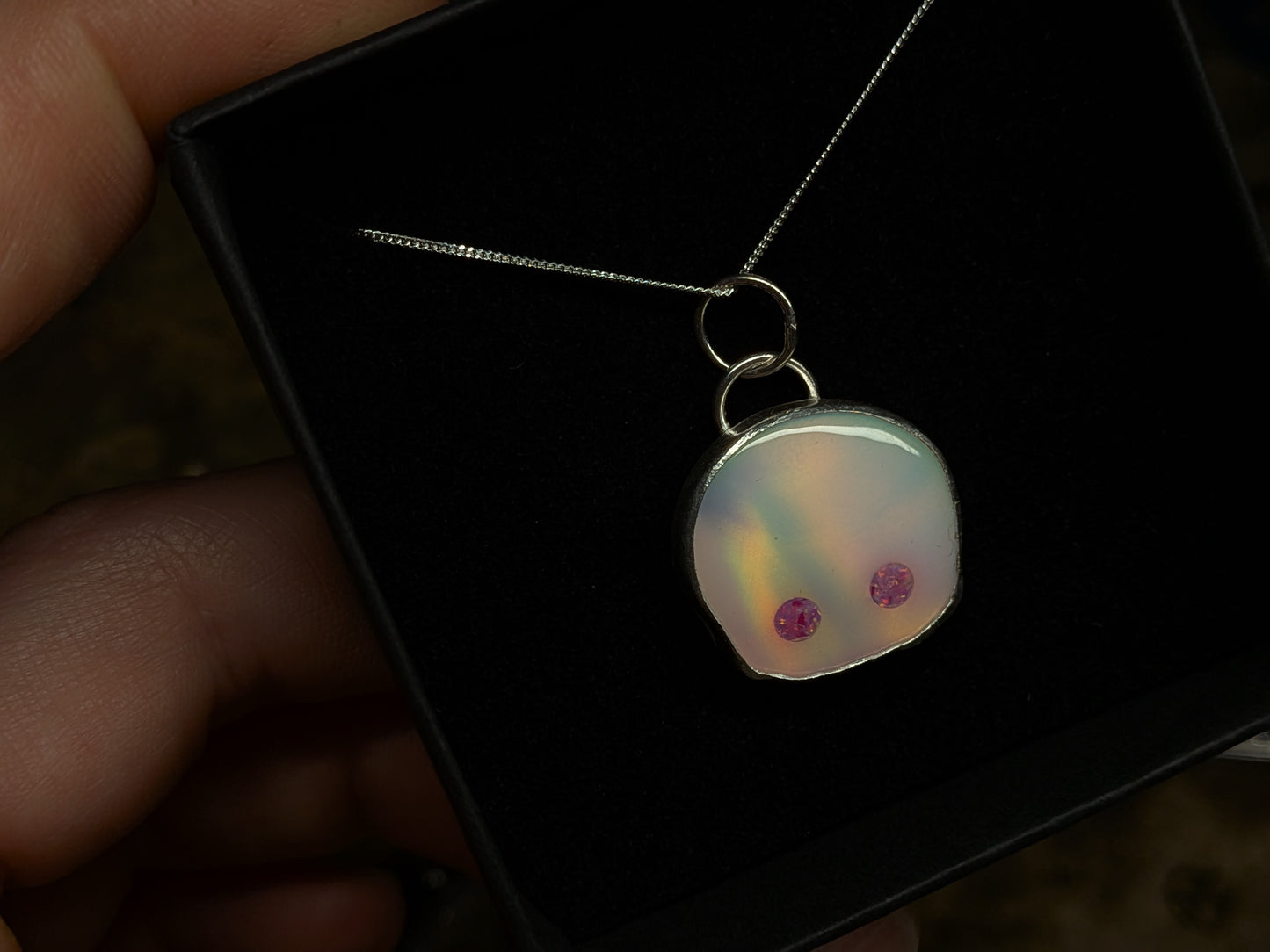 Aurora Opal Skull Pendant