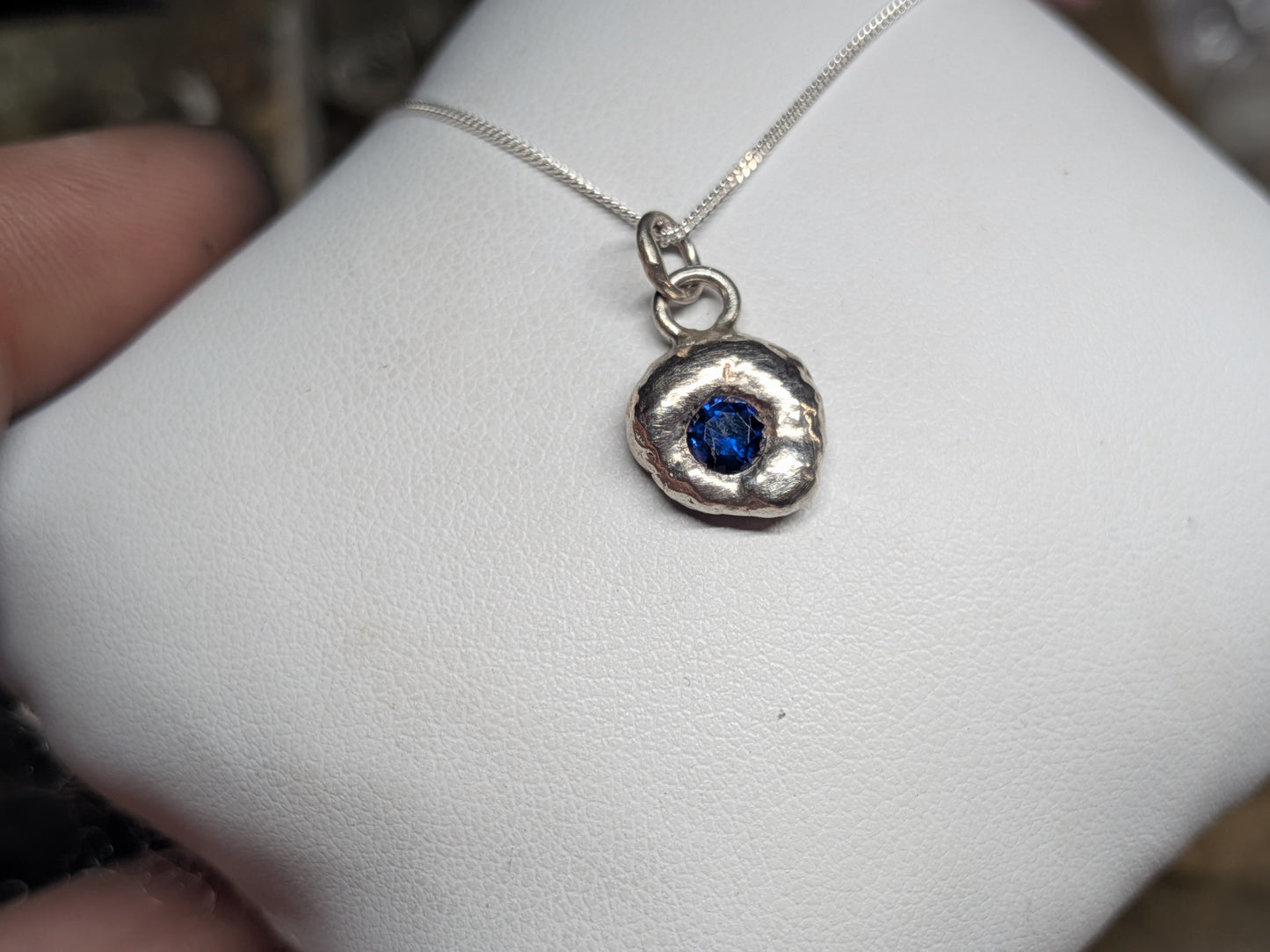 Nugget and Lab Sapphire Pendant