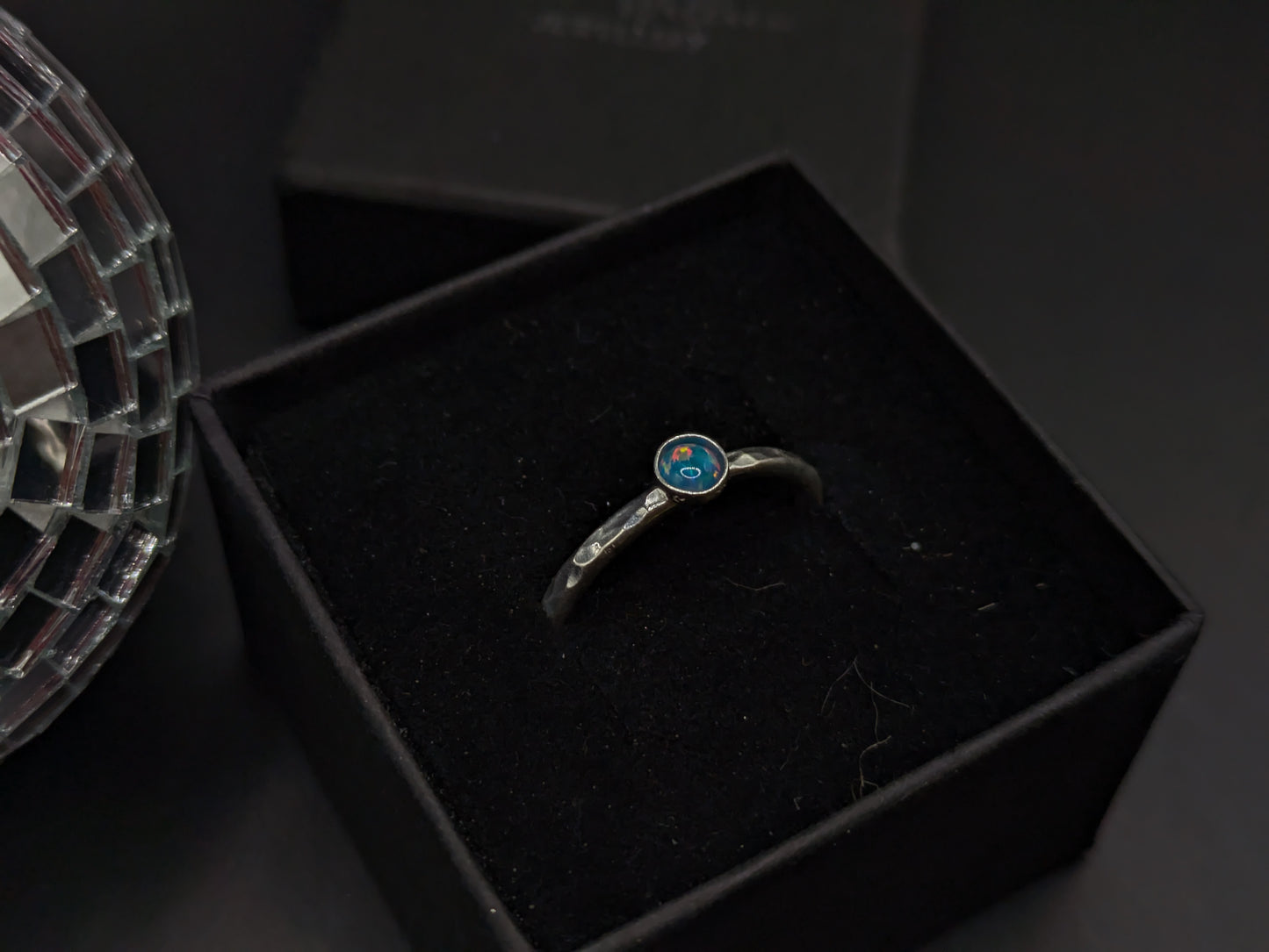 Sterling Silver Band With Aegean Blue Opal