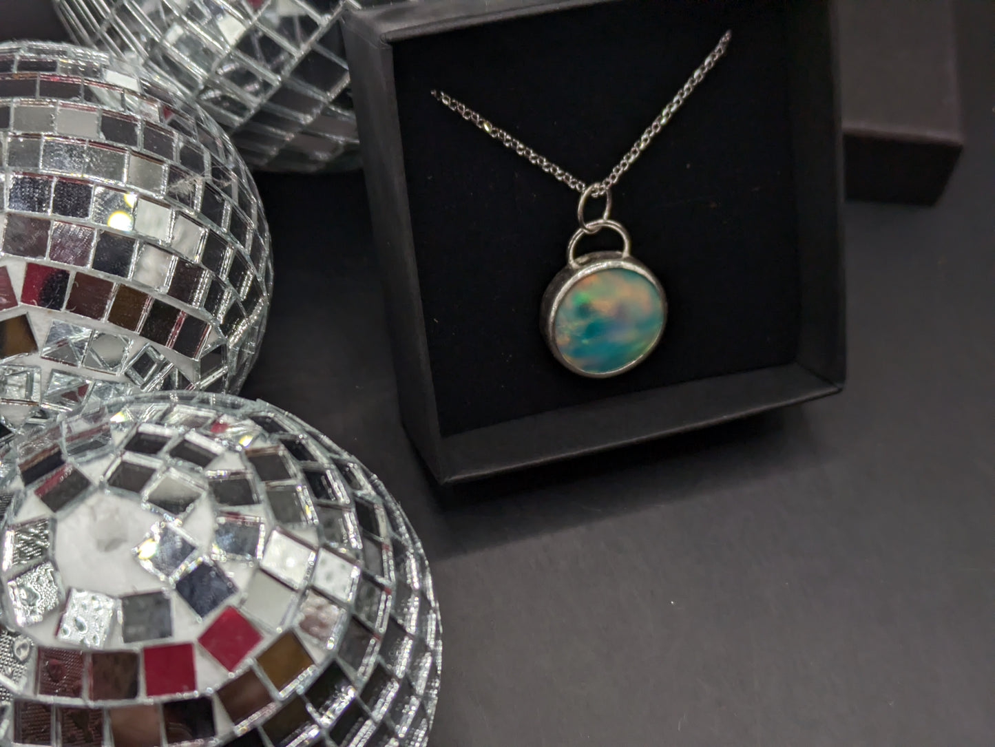 Sea Green Aurora Opal Necklace