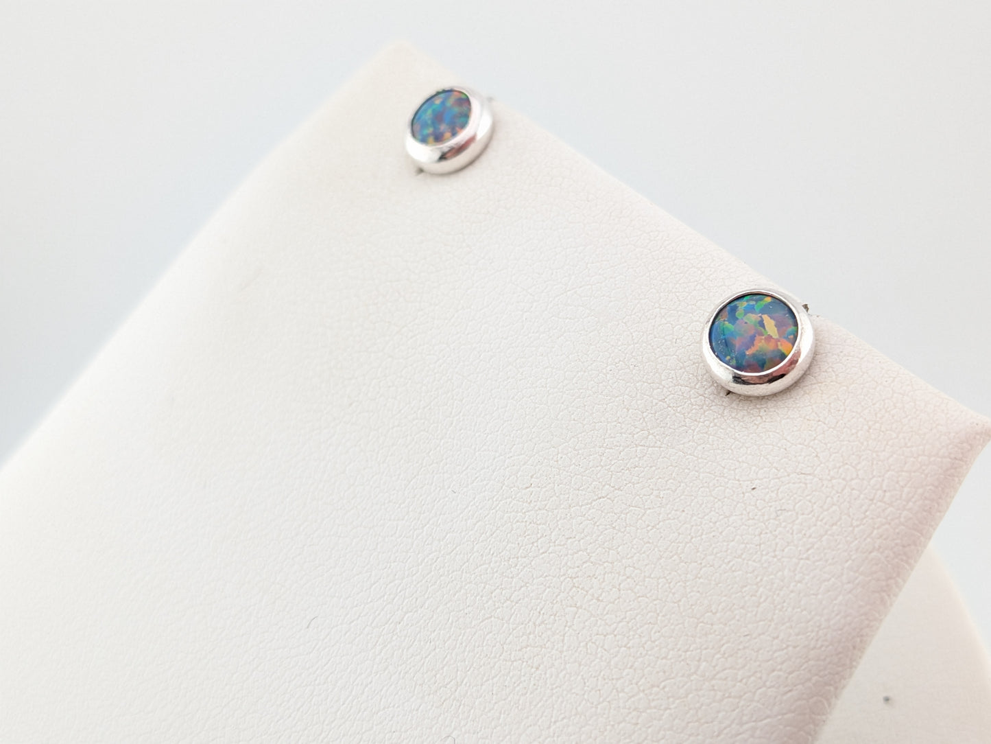 Grey/Blue Lab Opal Sterling Silver Studs