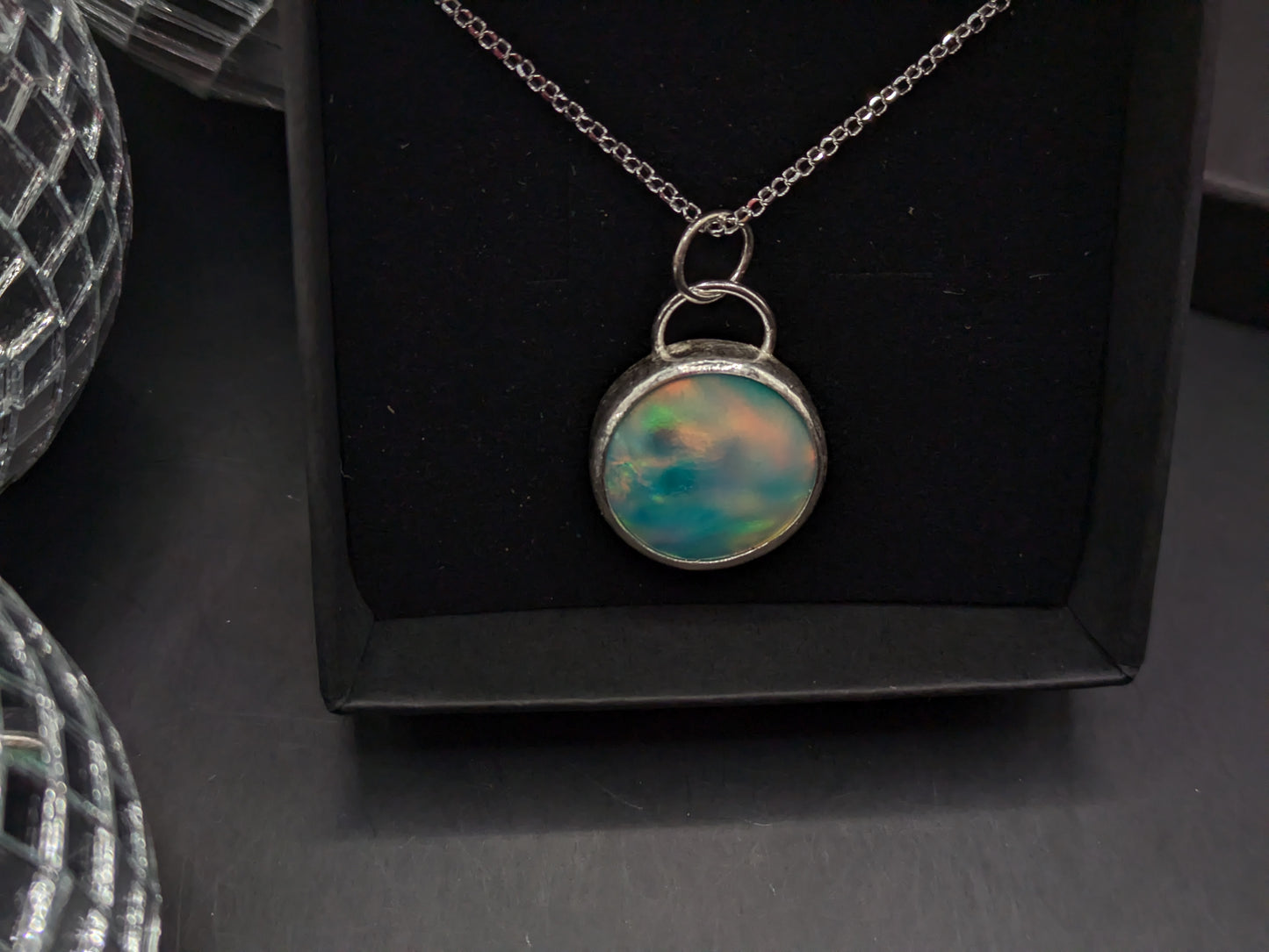 Sea Green Aurora Opal Necklace