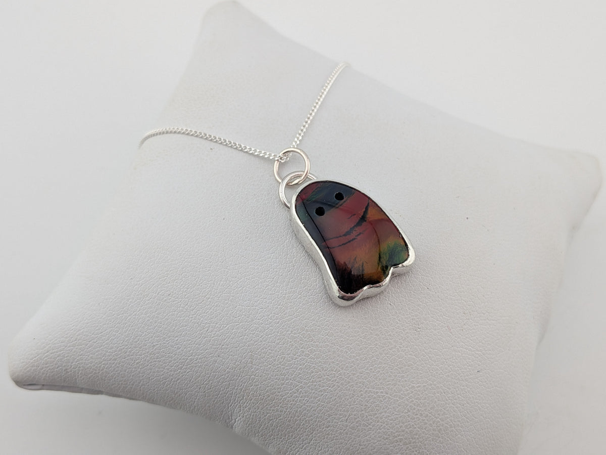 Iridescent Black Aurora Opal Ghost Pendant
