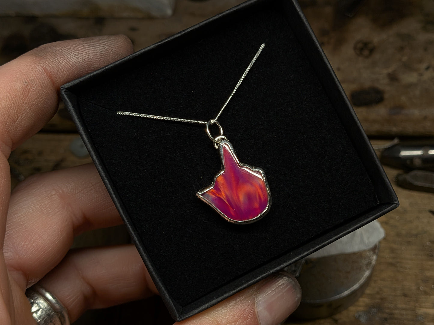 Aurora Opal Middle Finger Pendant