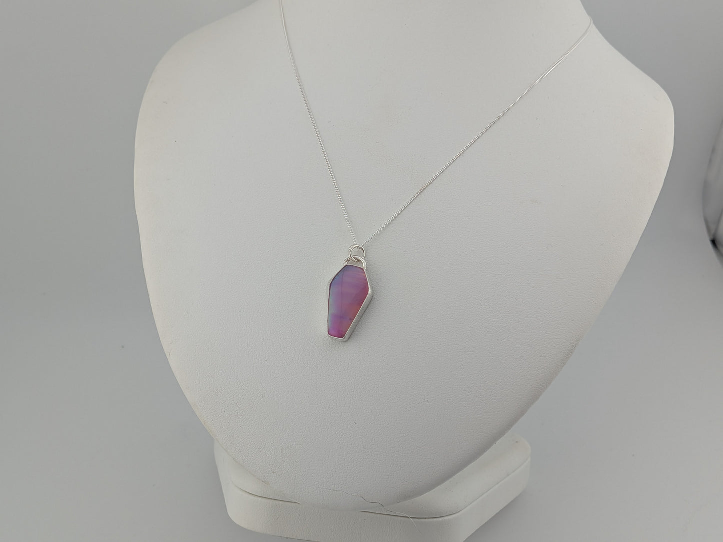 Pink Aurora Opal Coffin Pendant
