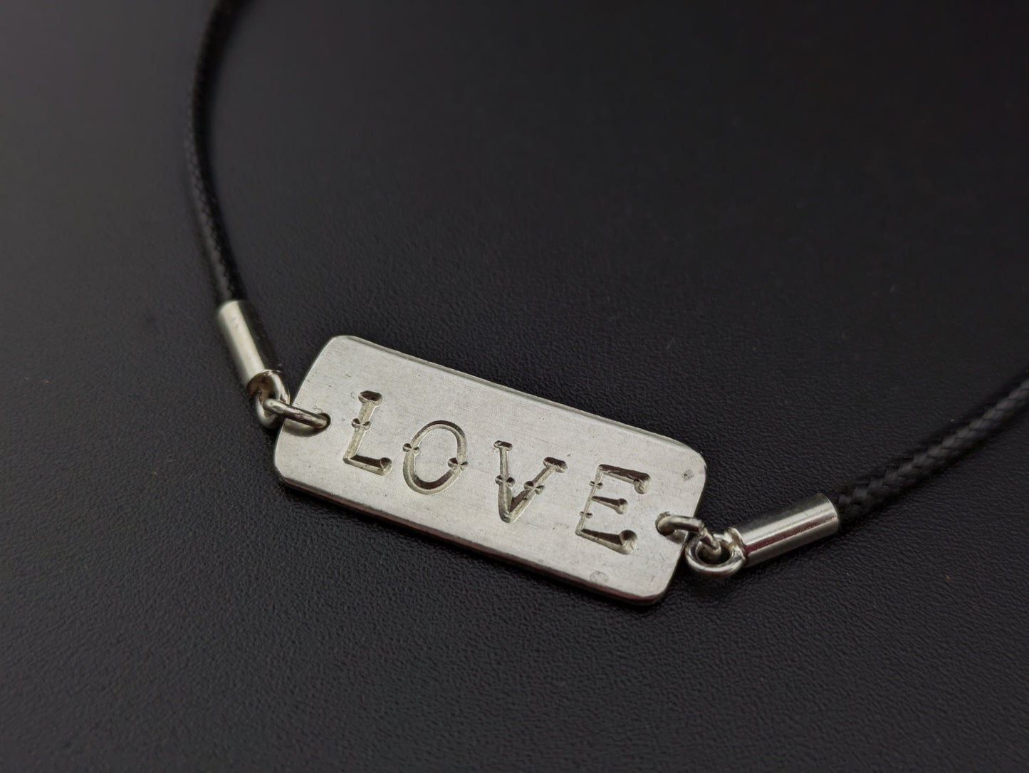 Silver and Leather LOVE Bracelet