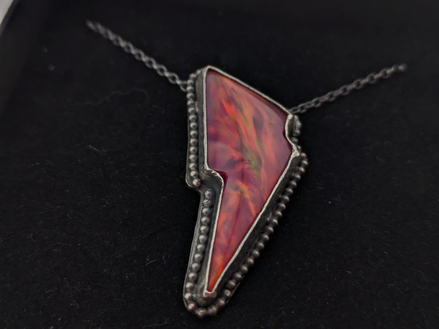 Red Aurora Opal Bolt Pendant