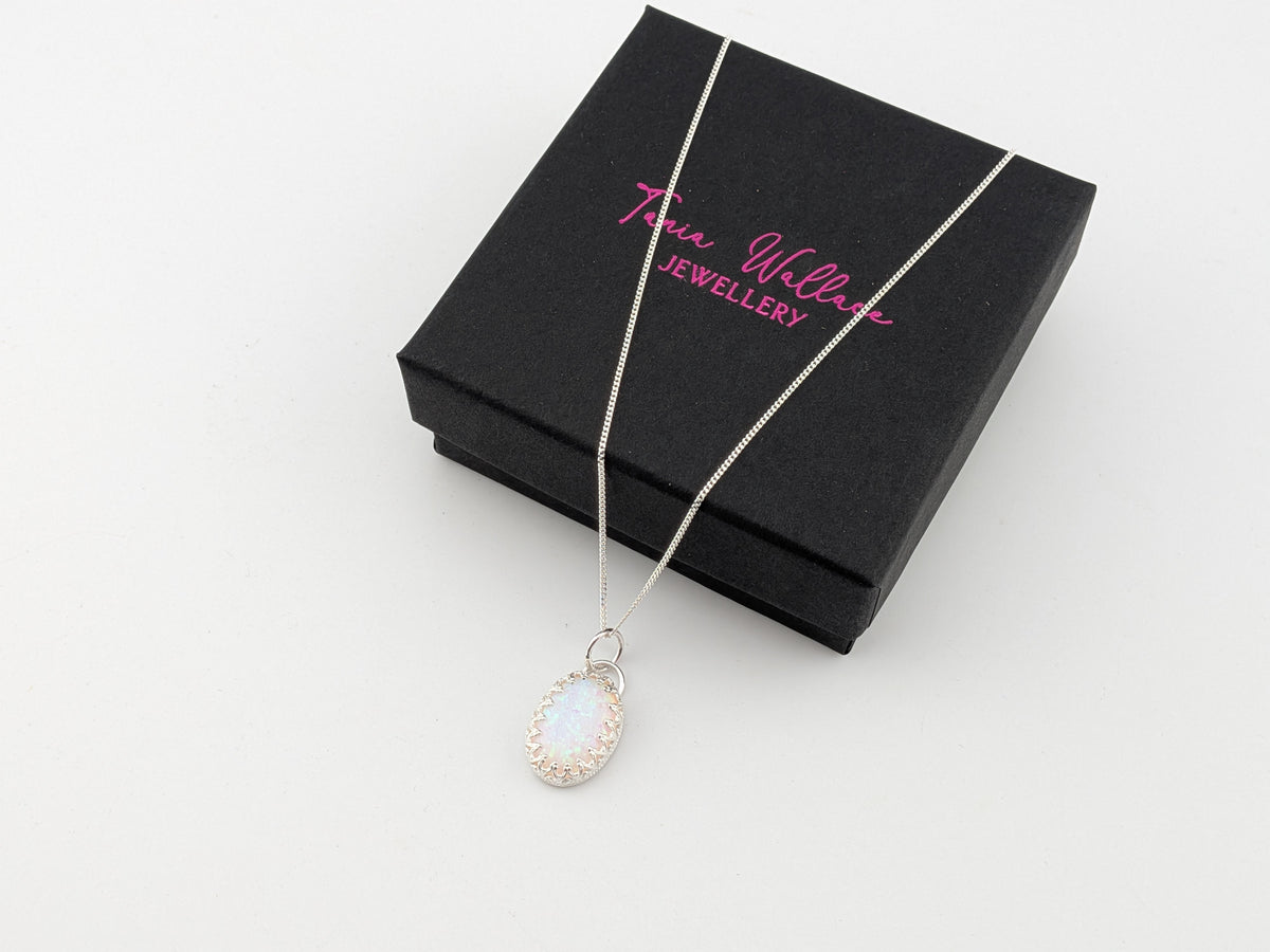 Oval Lab Created Opal Pendant