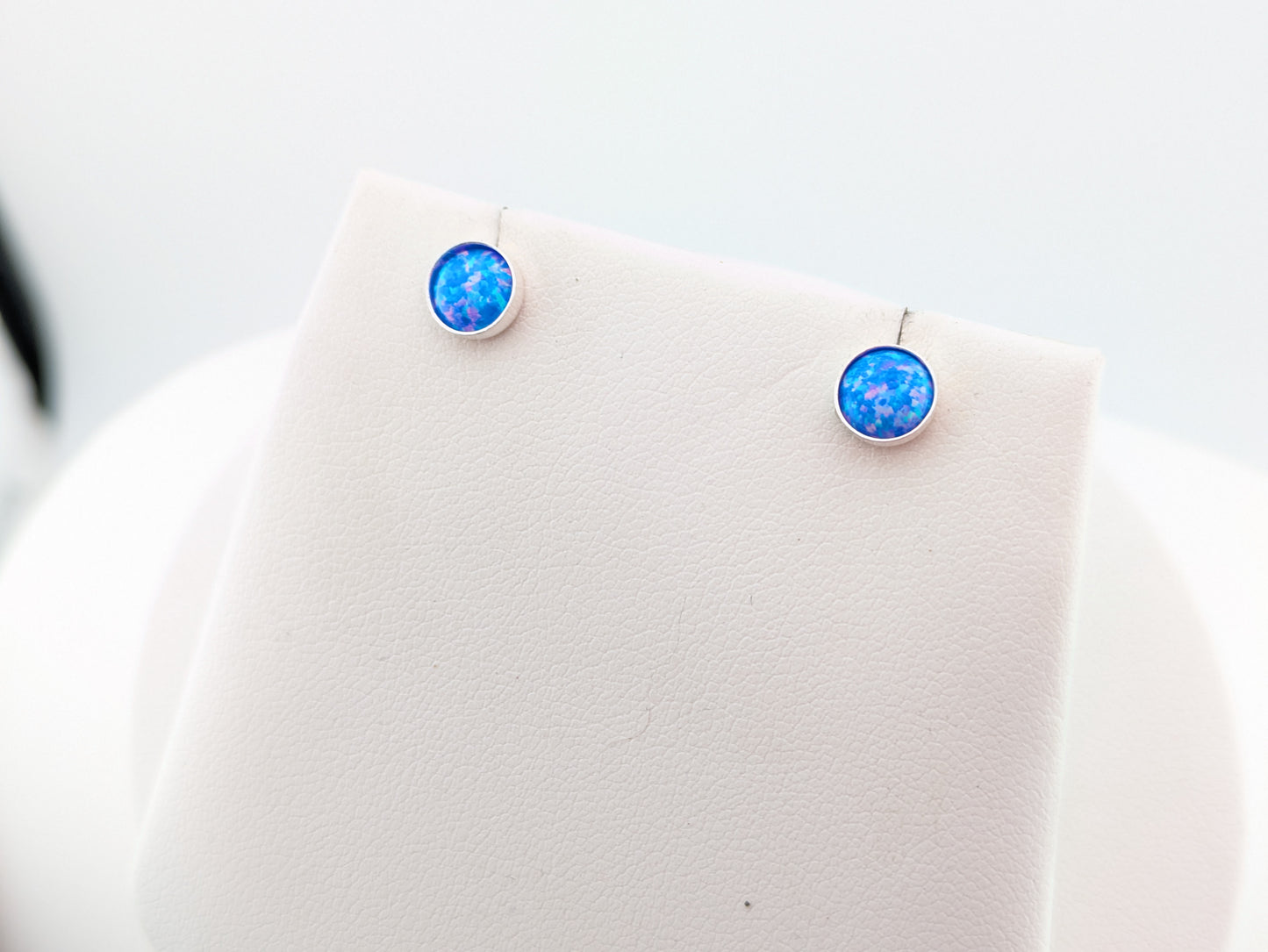 Cornflower Blue Lab Opal Sterling Silver Studs
