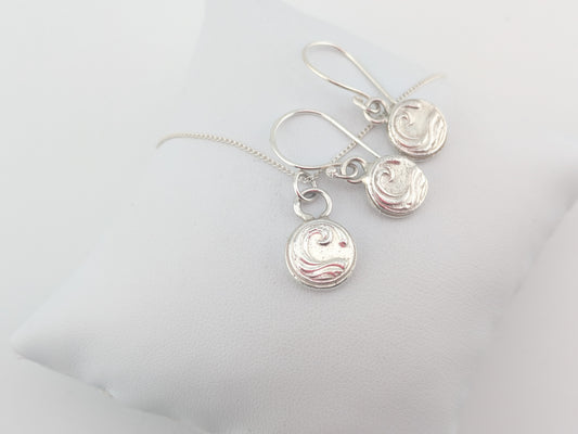 Silver wave necklace and earrings