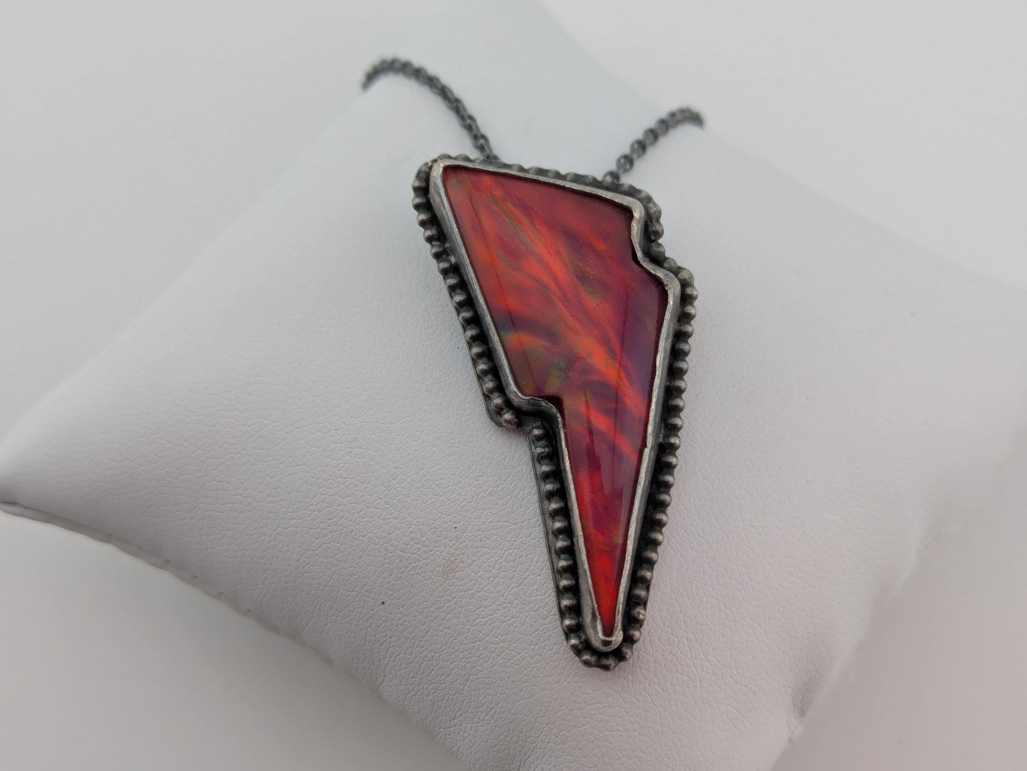 Red Aurora Opal Bolt Pendant
