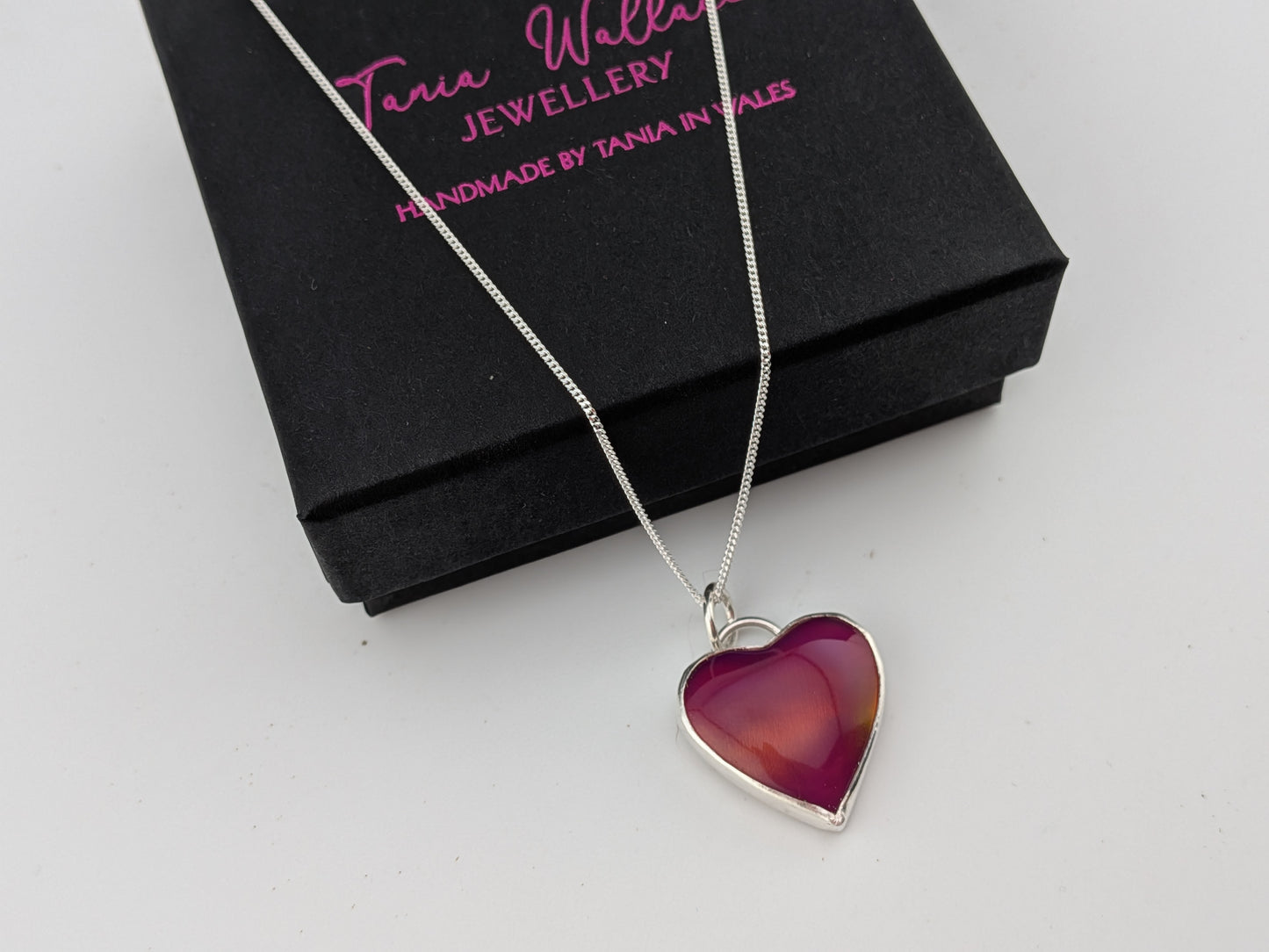 Cherry Red Aurora Opal Heart Pendant