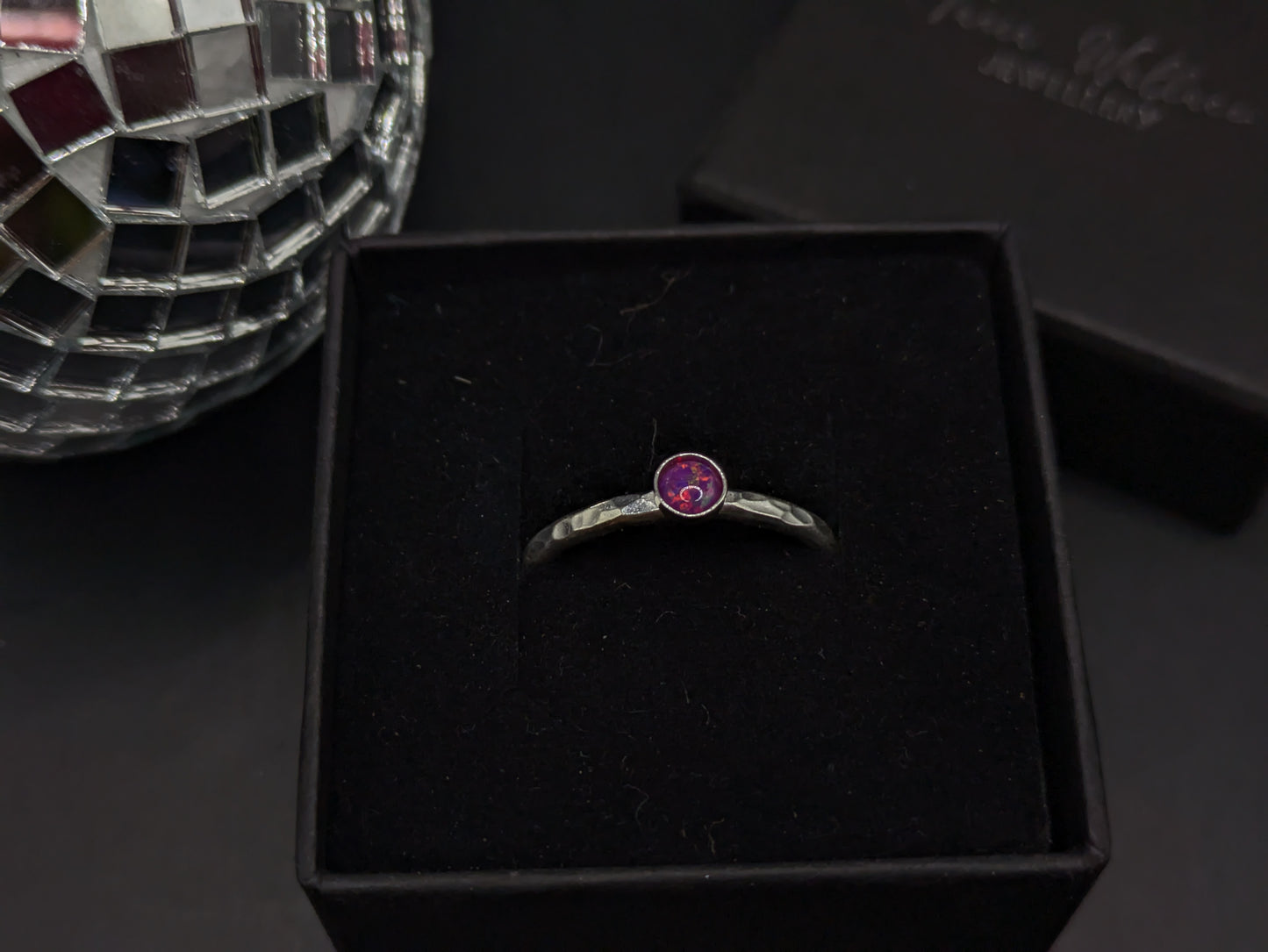 Sterling Silver Band With Royal Lavender Opal