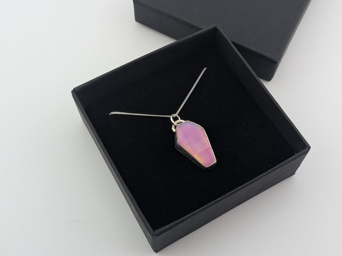 Pink Aurora Opal Coffin Pendant