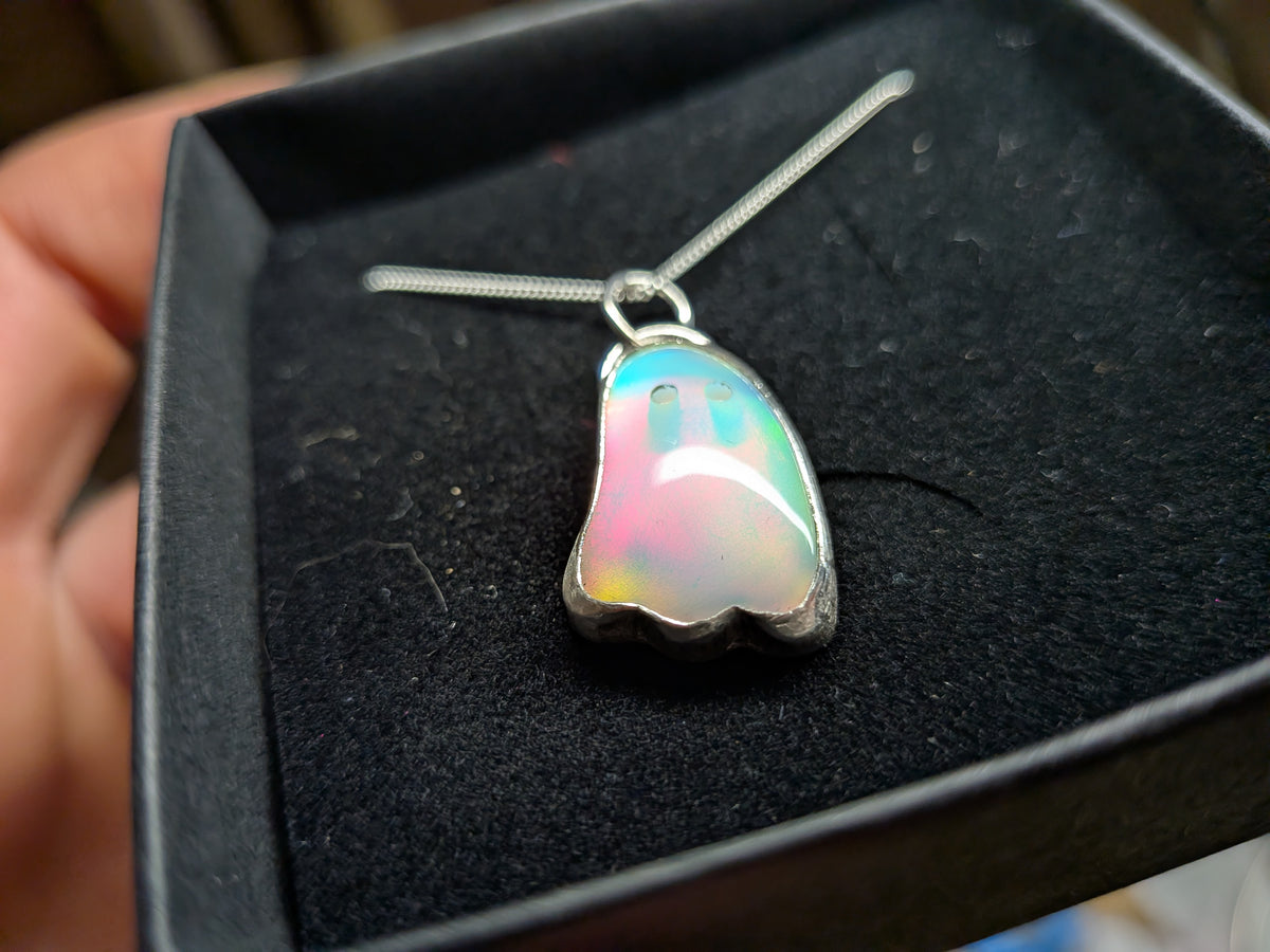 Iridescent Aurora Opal Ghost Pendant