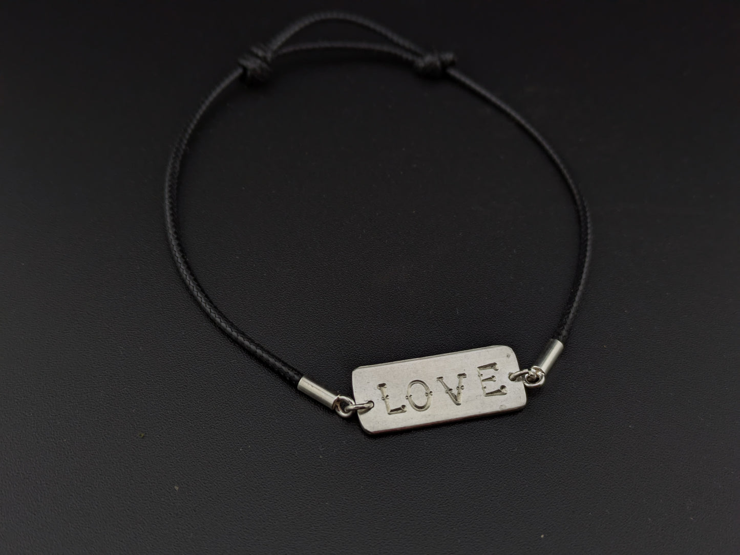 Silver and Leather LOVE Bracelet