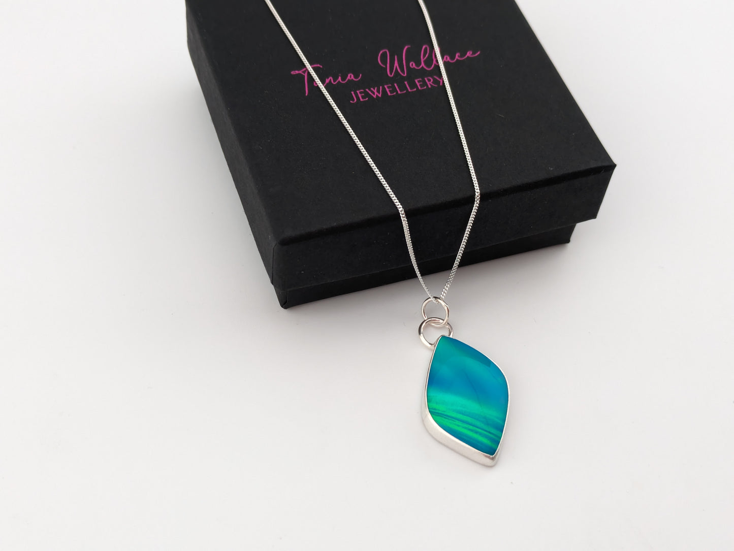 Blue Green Aurora Opal Pendant
