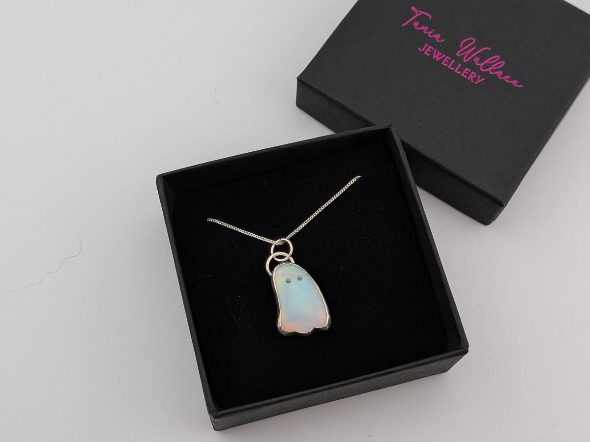 Iridescent Aurora Opal Ghost Pendant