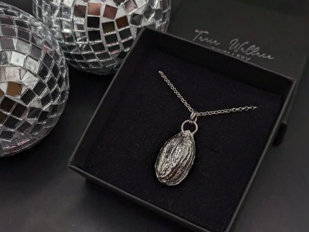Solid Silver Almond Pendant