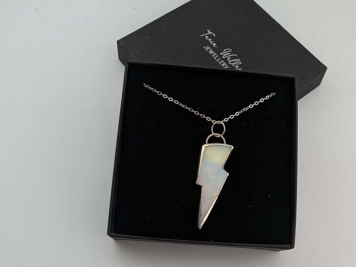 White Iridescent Bolt Pendant
