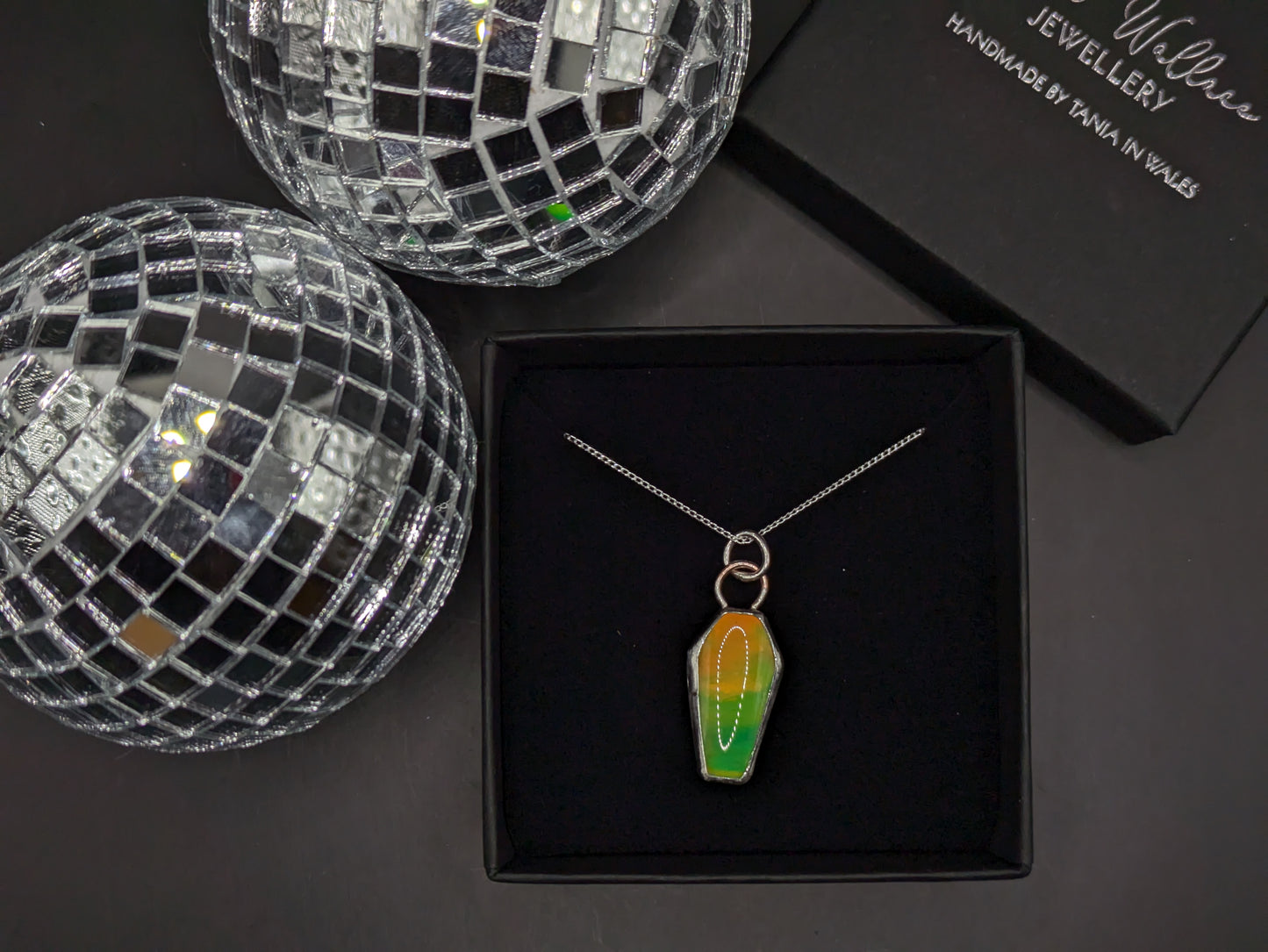 Bright Green Aurora Opal Coffin Pendant
