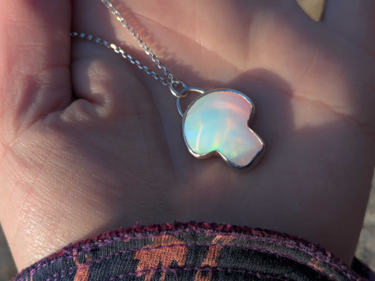 Aurora Opal Toadstool Pendant