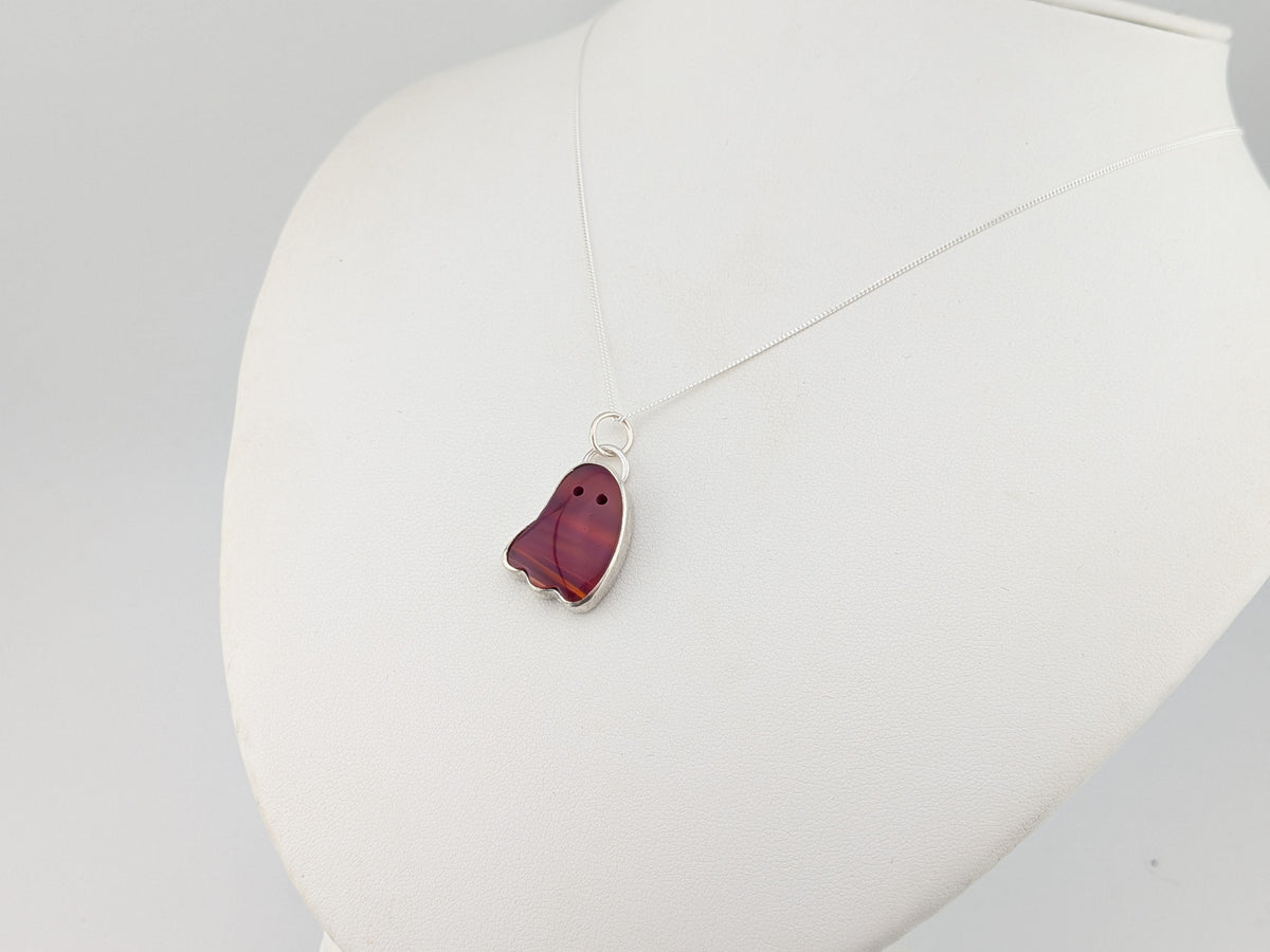 Iridescent Cherry Red Aurora Opal Ghost Pendant