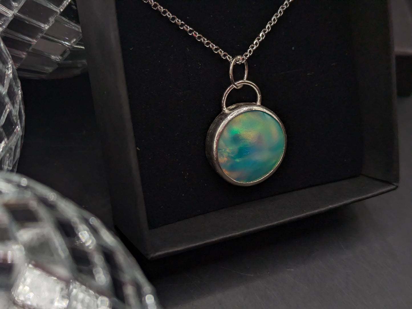 Sea Green Aurora Opal Necklace