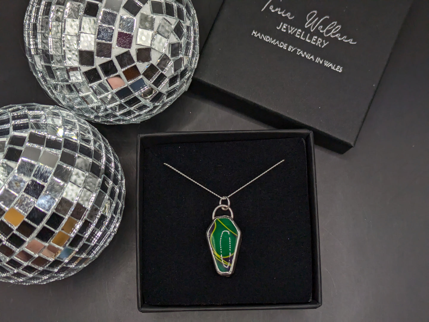 Green and Purple Coffin Pendant