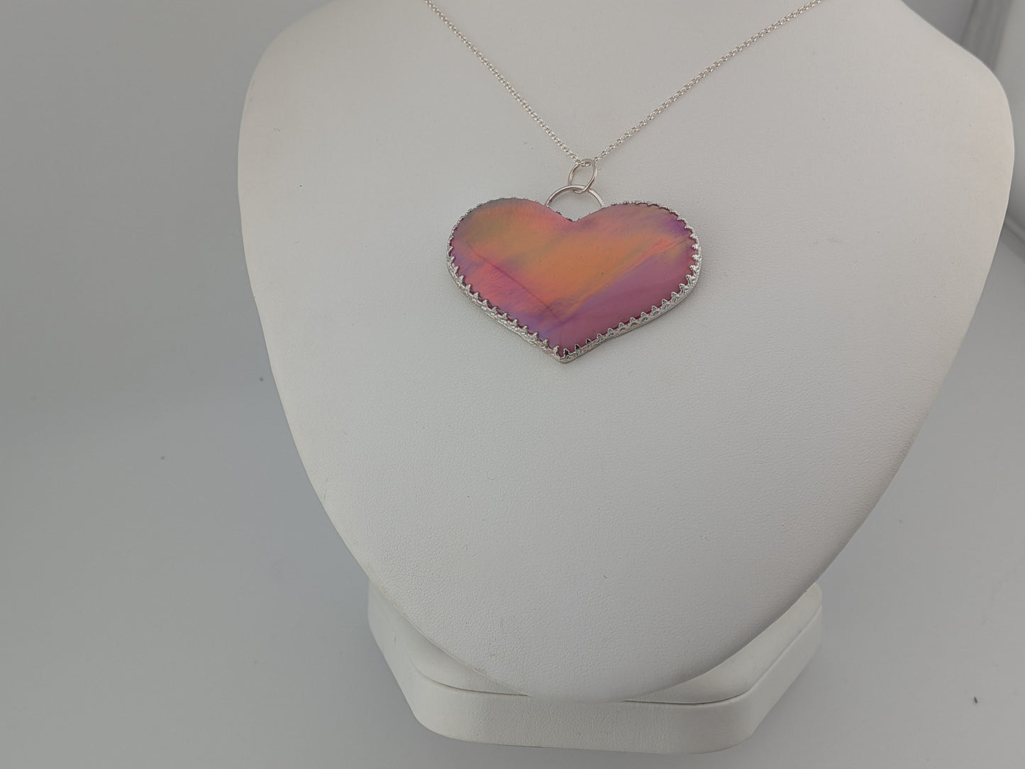 Very Large Aurora Opal Heart Pendant