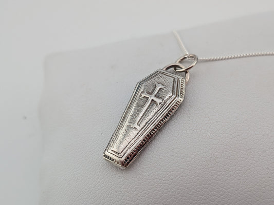 3D Oxidised Coffin Necklace