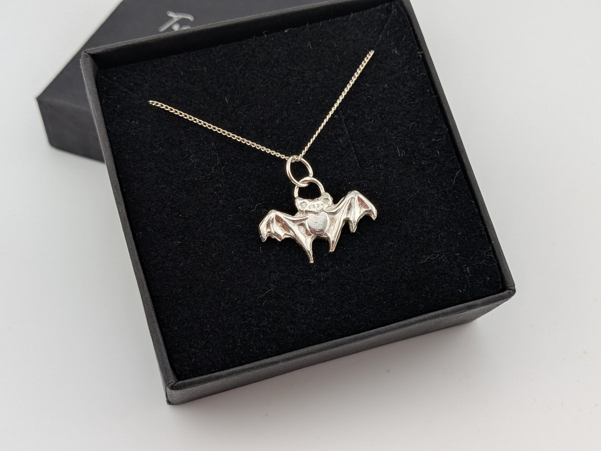 Sterling Silver Hand Pressed Bat Pendant