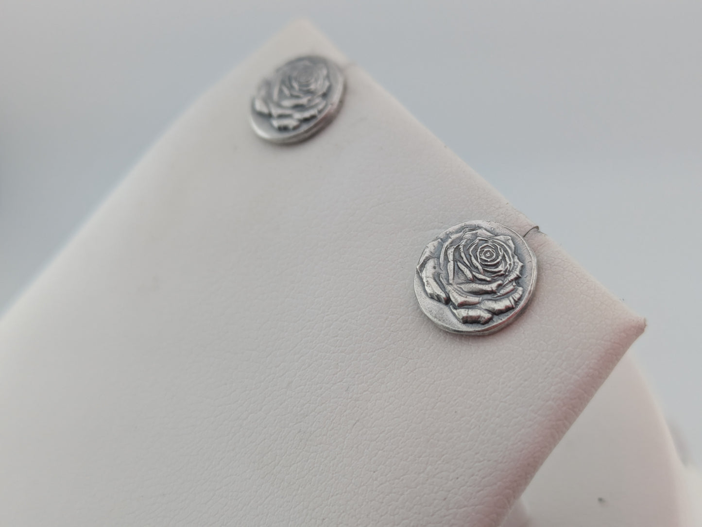 Solid Silver Rose Studs