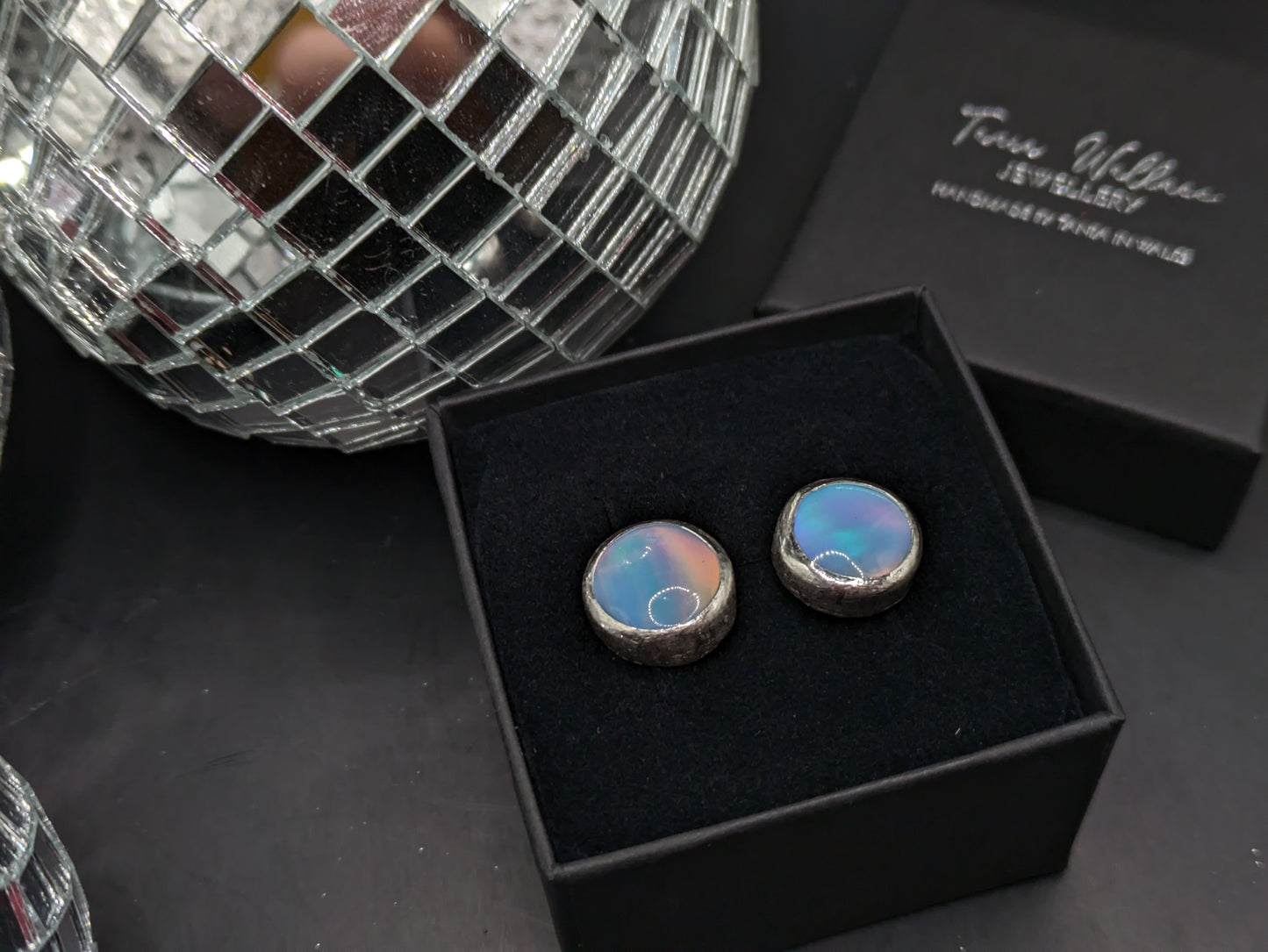 Baby Blue Aurora Opal Studs