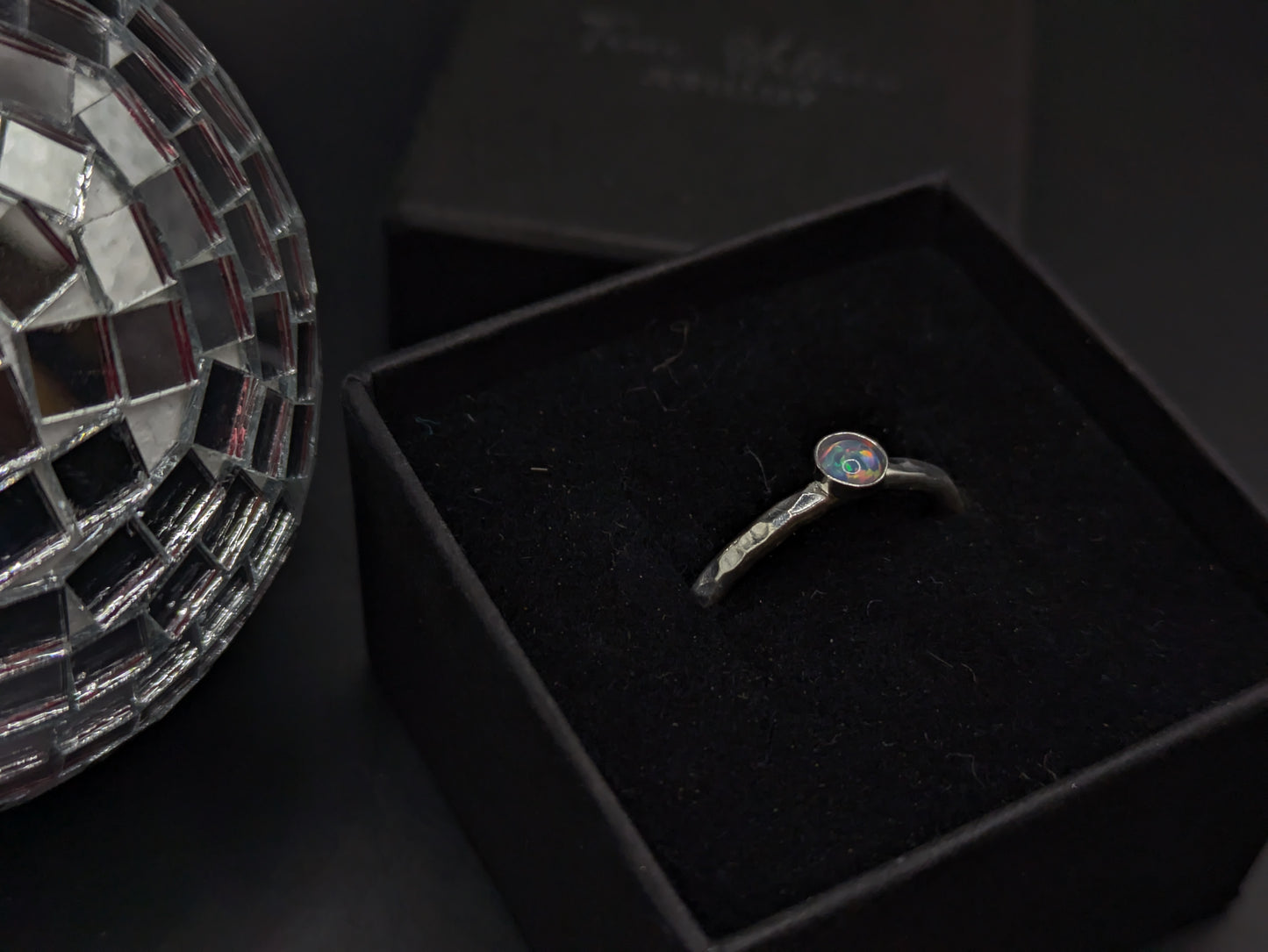 Sterling Silver Band With Blue/Grey Opal