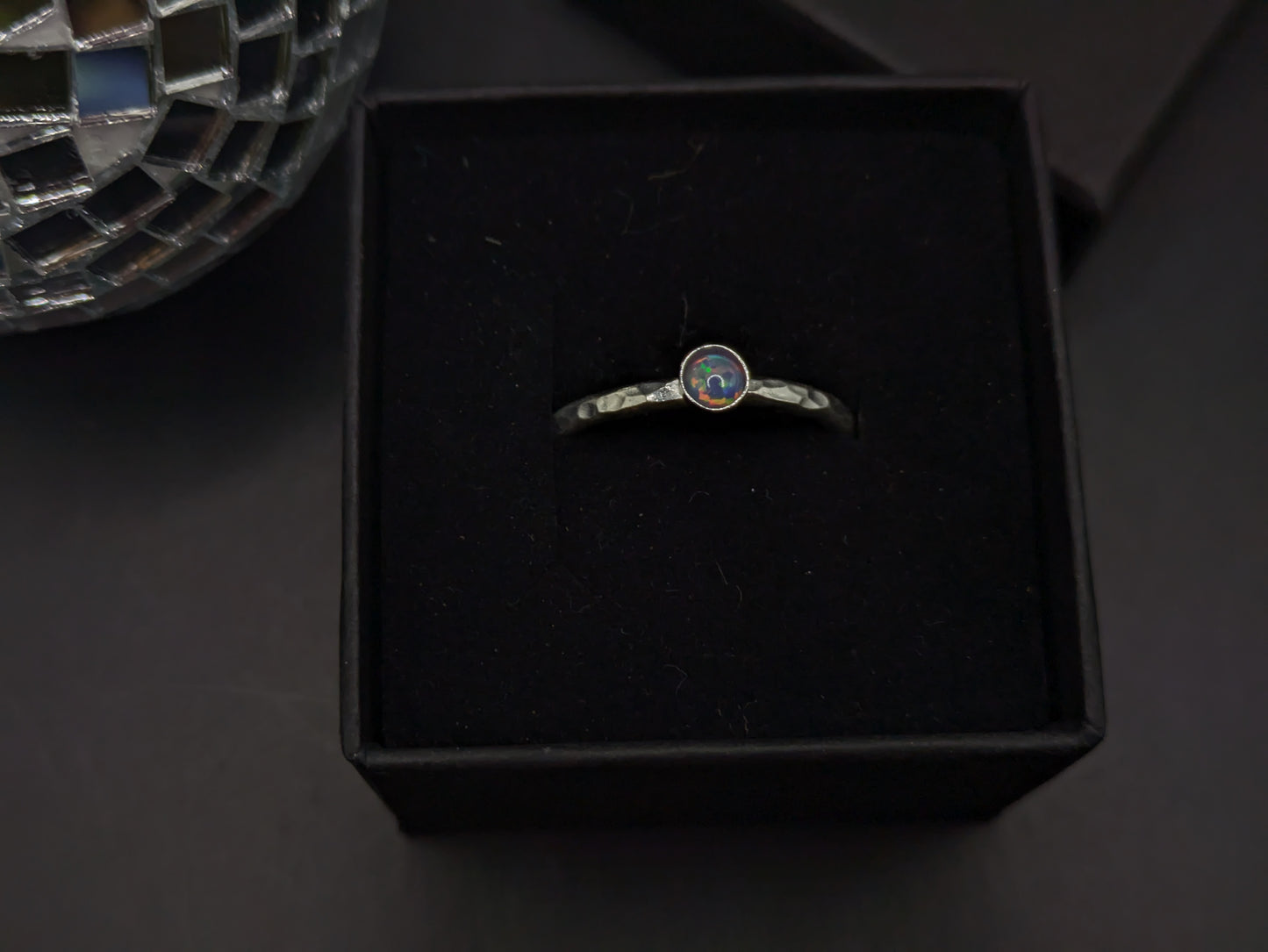Sterling Silver Band With Blue/Grey Opal