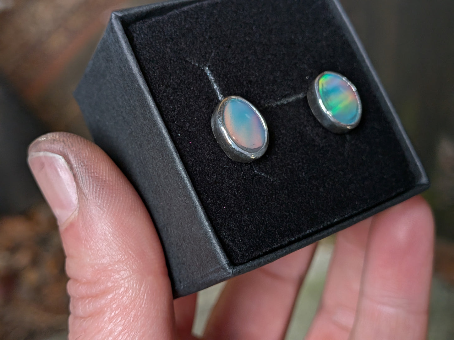 Green Aurora Opal Studs