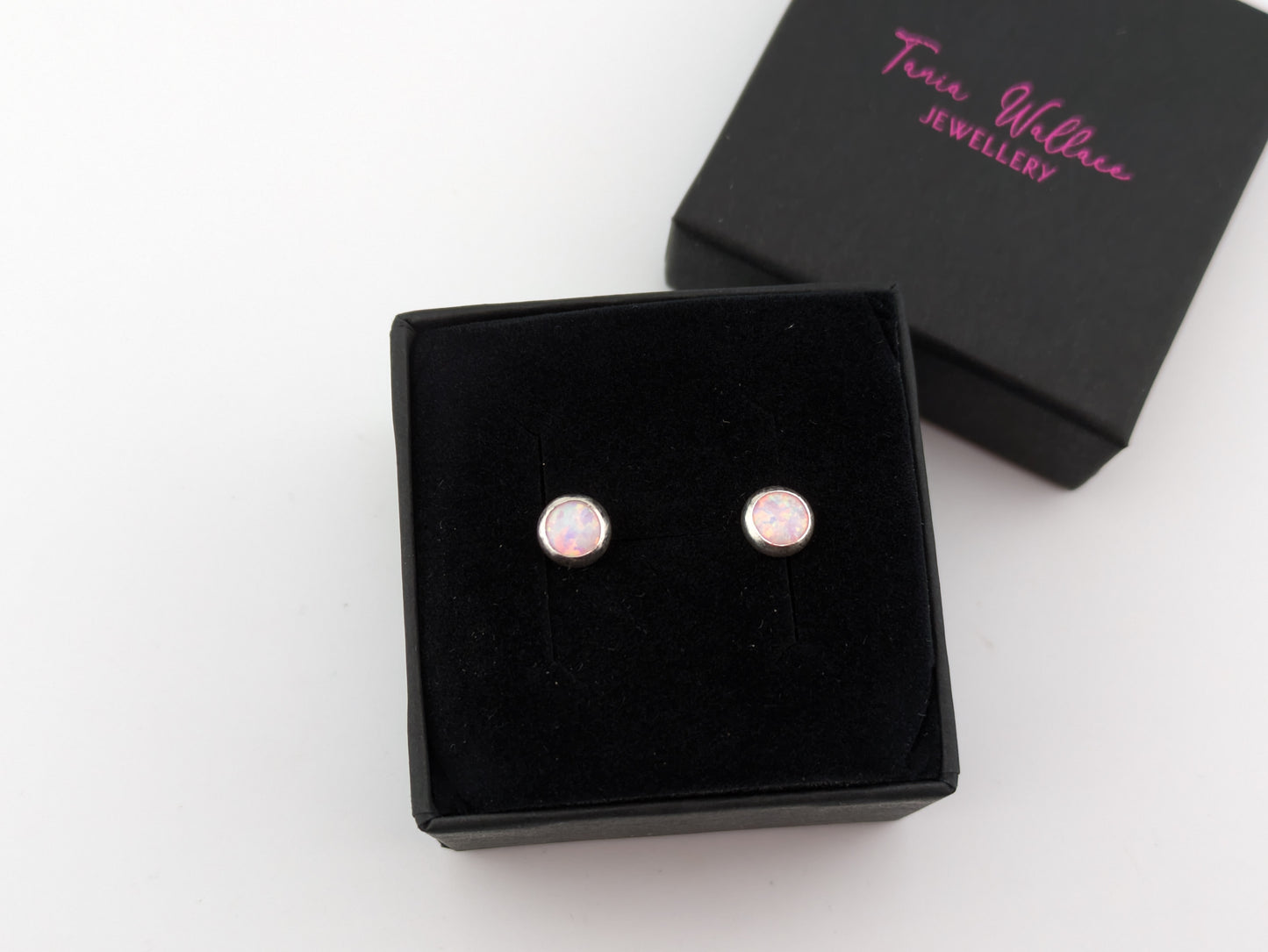 Lilac Pink Lab Opal Sterling Silver Studs